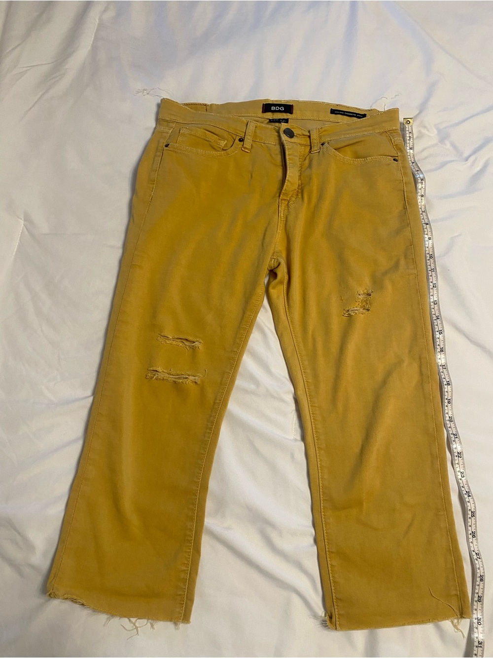 BDG Mustard Distressed High Rise Cigarette Ankle Jeans - Women